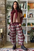 Patrick Plaid Brushed Cotton 7/8 Barrel Pant Burgundy